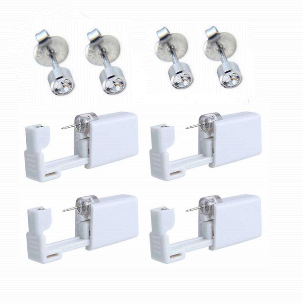 Kuesn 4 Pack Ear Piercing Gun Disposable Self Mixed Colours