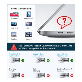 Adaptador de USB C a HDMI dual 2 en 1, adaptador de monitor HDMI dual de triple pantalla 4K60Hz, divisor de USB C a HDMI para monitores duales...     