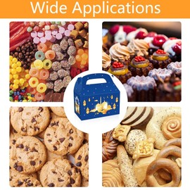 Pack of 12 Eid Mubarak Gift Boxes, Ramadan Gift Box, Ramadan Gift Boxes White Gold, Mubarak Party Favour Bag, Muslim Ramadan Treat Gift Bags, Ramadan Decor (Blue Gold)