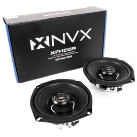 NVX® XFHD5R 5.25” 600W Peak (300W RMS) 2-Ohm Rear Tour-Pak Motorcycle Speakers with 1" Titanium Tweeters, Waterproof, Plug-and-Play Upgrade Compatible for Harley-Davidson Touring 1998–2013 (Pair)