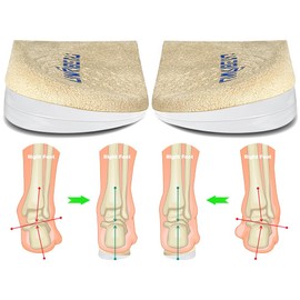 Unribeau 3 Layers Adjustable Supination & Pronation Correction Heel Insoles,Self-Adhesive Medial & Lateral Heel Wedge Inserts for Foot Alignment, Knee Pain, Bow Legs (Beige, S: W: 4.5-7 / M: 4.5-6.5)