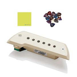 EMG ACS Acoustic Guitar Pickup Soundhole, Ivory Bundle with 12x Fender Guitar Picks and Liquid Audio Instrument Polishing Cloth