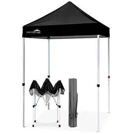 EAGLE PEAK 5’ x 5' Pop Up Canopy Tent Instant Outdoor Canopy Easy Set-up Straight Leg Folding Shelter (Black)