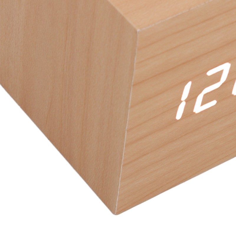 LED Wood Clock Multifunctional Large Display 3 Brightness Eye Protection