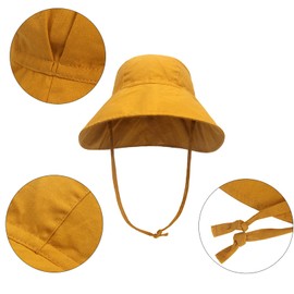 Baby Sonnenhut Sommermütze UV Schutz 50 Fischerhut Strandhut für Kinder Kleinkind Mädchen Jungen 6-12 Monate (Beige)