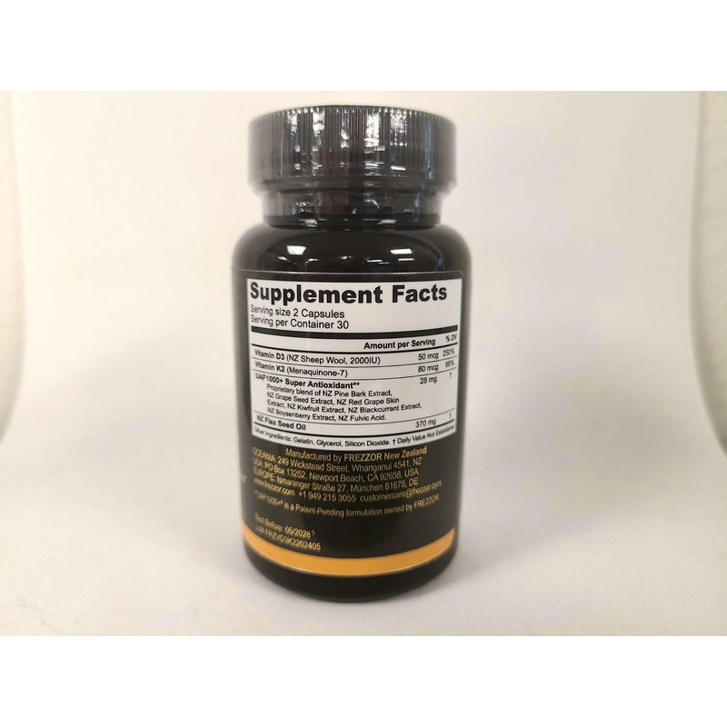 FREZZOR Vitamin D3 and K2 Caps, High Potency D3 2000IU