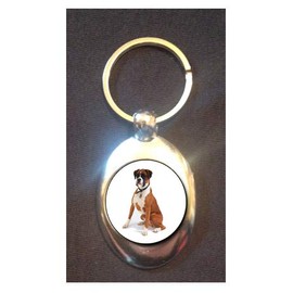DottsMusic Boxer Dog - Cute Pet Design on Shopping Trolley Keyring - Token (£1 Coin)