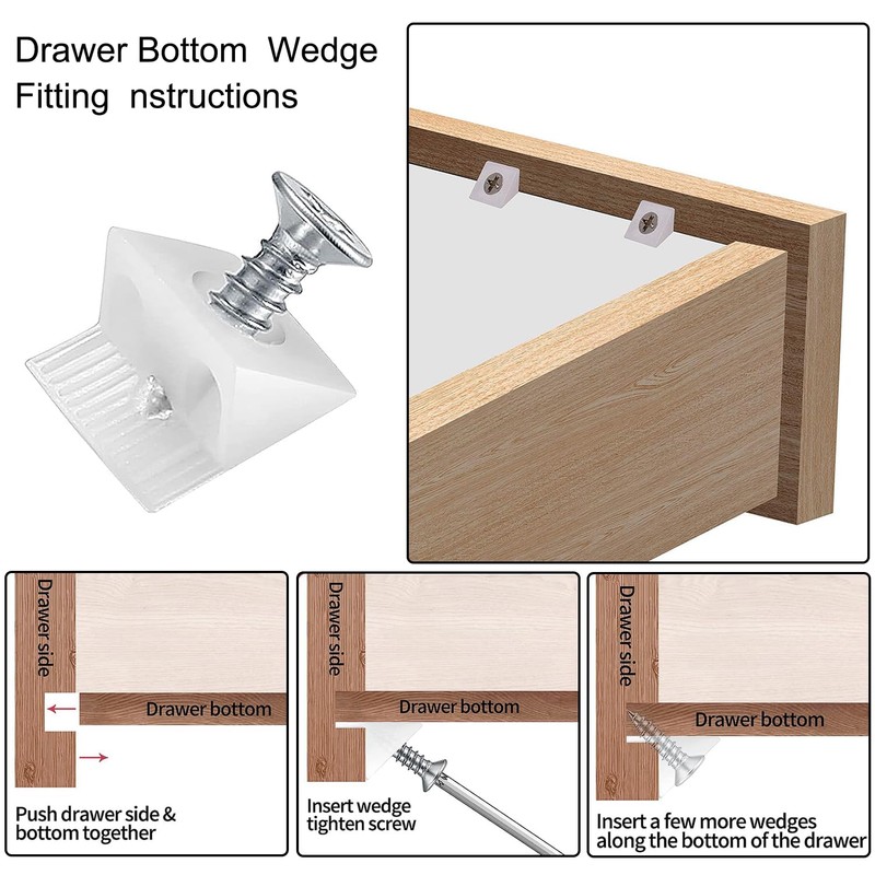 Pack of 120 Drawer Base Reinforcement, Cupboard Back Wall Mounting,