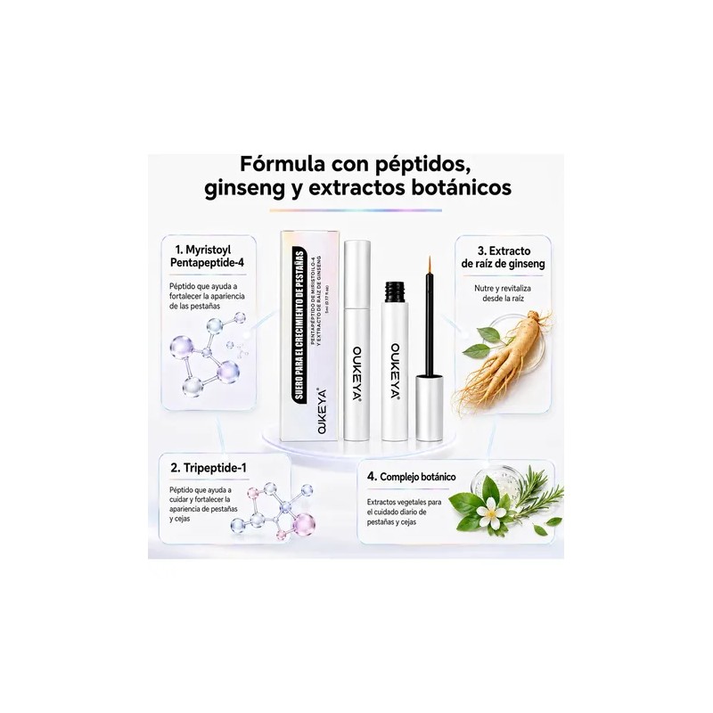 Sérum Pestañas Y Cejas Oukeya Pack 2 Crecimiento Y Fuerza