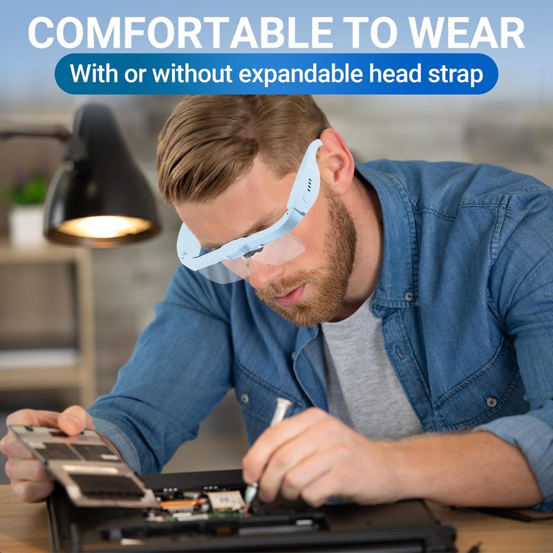 YOCTOSUN Magnifying Glasses for Close Work with 3 LED Lights,