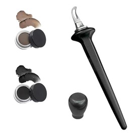 1 Set Silicone Eyeliner Brush, Eyeliner Guide Tools, Reusable Eye Liner Kit with Black and Brown Eyeliner Cream, Easy No-Skip Eyeliner Gel for makeup Novices(Black) Cosmetic Handle Smooth eyeliner brown eyes:_Black Pen+black Cream+brown Cream