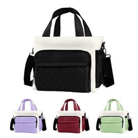 Women's Insulated Lunch Box Bag - Stylish Tote Design, Leakproof Waterproof Lunch Cooler, Large Lunch Tote Bags for Work Commute & Dates (White-Black)