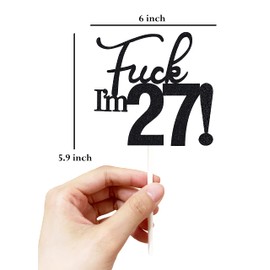 27 decoraciones para tartas, 27 decoraciones para tartas de cumpleaños, purpurina negra, divertida decoración para tartas de 27 años para hombres, 27 decoraciones para tartas para mujeres, decoraciones de 27 cumpleaños, decoración para tartas de 27 cumpl