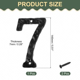 sourcing map House Address Number, 5.5 Inch Cast Iron Vintage Wall Number 7 Outside Numbers for Home Street Office Mailbox Sign, Black