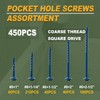 LIONMAX Pocket Hole Screws Assortment Kit, 450 PCS in 5
