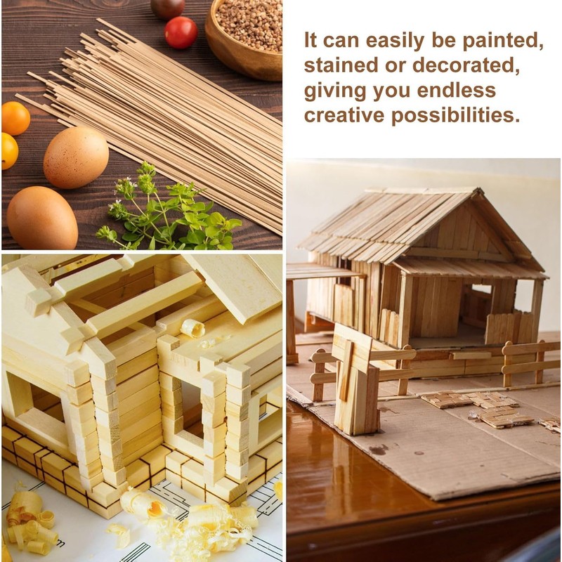 110 Pieces Square Wooden Sticks, Hardwood Sticks, Square Wooden Sticks