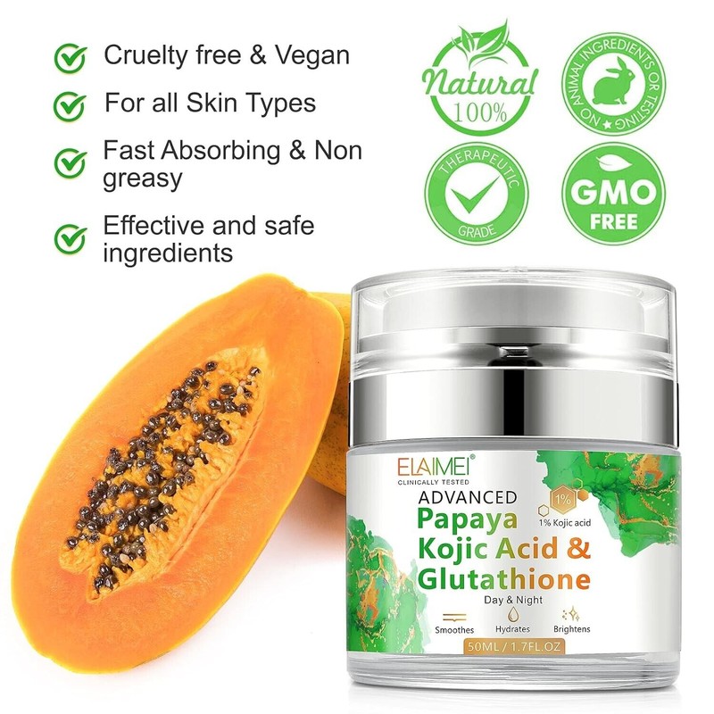 Elemei Papaya Cream, Kojic Acid Glutathione Skin Nourishing Resurfacing Face