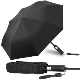 HOTUT Automatic Folding Rain Umbrella, Windproof Folding Travel Umbrella Compact and Strong, Easy Automatic Open Close Umbrella 210T Teflon Vented, 8-Rib Smart Folding Umbrella for Men Women Elderly