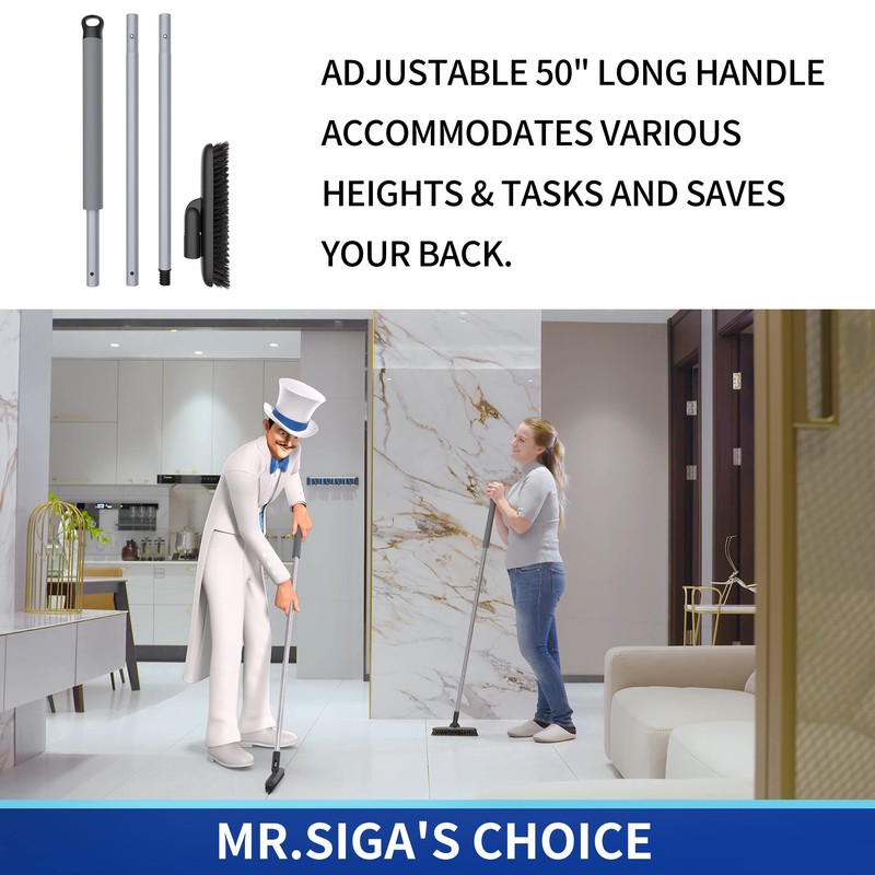 MR.SIGA Heavy Duty Grout Scrub Brush with Long Handle, Shower