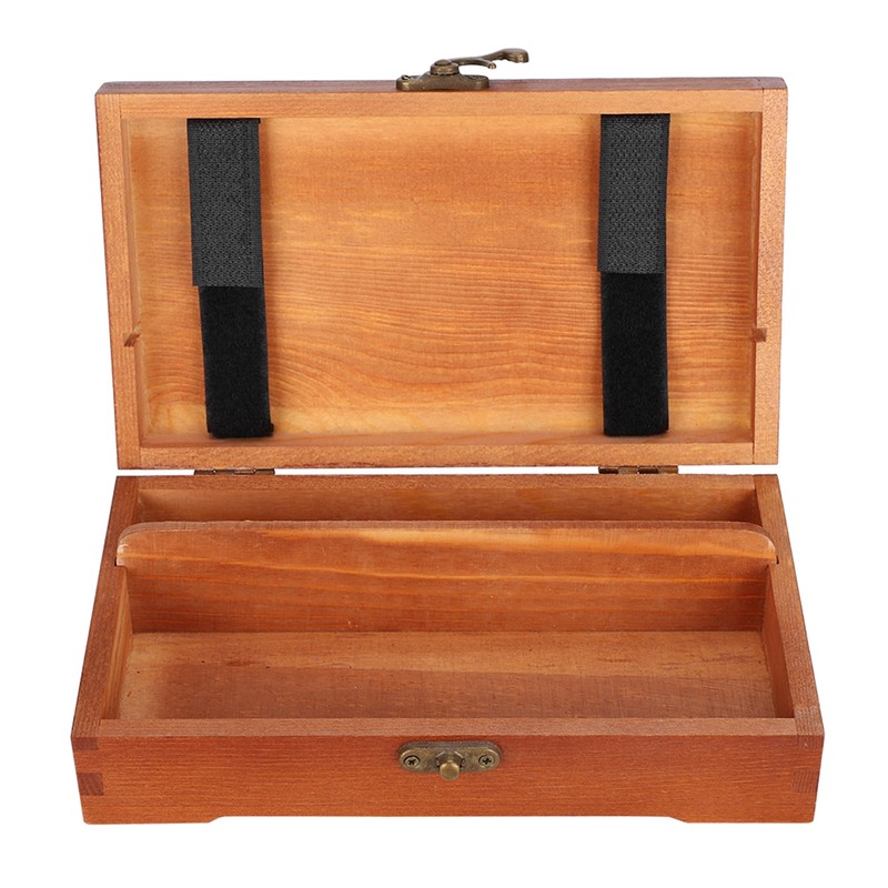 Wooden Sketching Pencil Box Antique Solid Wood Square Children Stationery