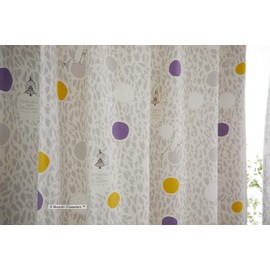 Sumino A1001 Moomin Color Circle Curtain, Gray, 39.4 x 70.1 inches (100 x 178 cm), 1 Piece