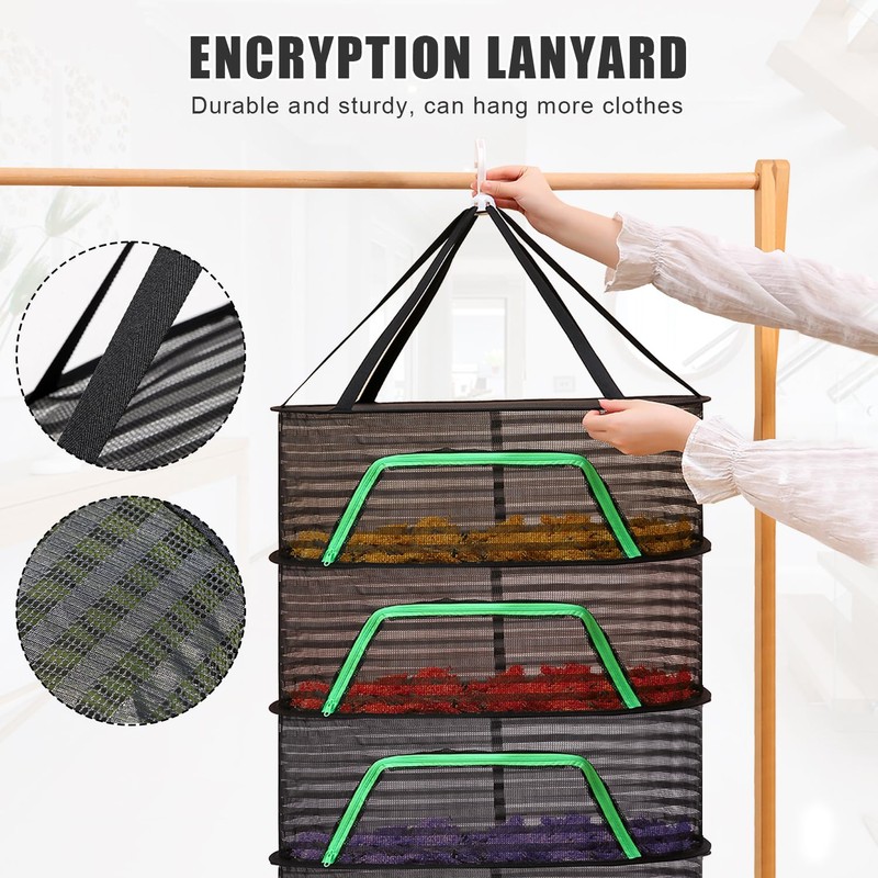 gexuamz Drying Net for Herbs, 4-Layer Herb Dryer Hanging with