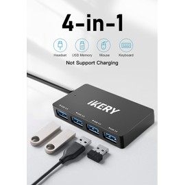 4-Port USB 3.0 Hub, High Speed 5Gbps Data Transfer Hub for Laptop, PC, MacBook - Portable Type-A Ports with 2ft Extended Cable