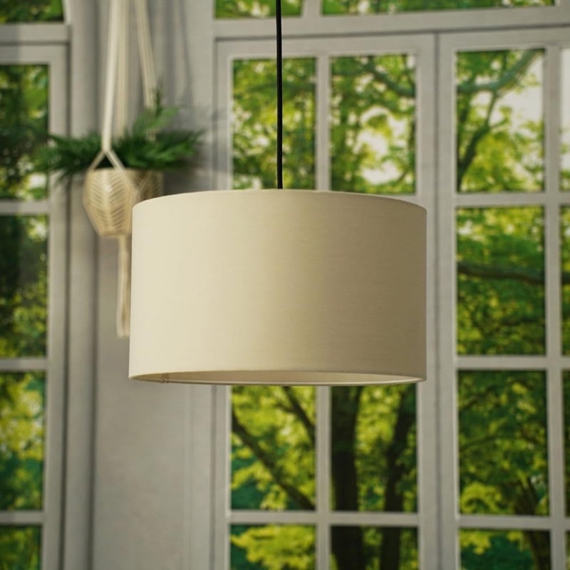 MiniSun | Medium Modern Natural Fabric Drum Light Shade |