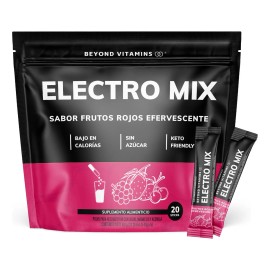 Electrolitos Sin Azúcar En Polvo - Sales Minerales | Hidratación Bajo En Calorías, Apto Dieta Keto | Rehidratación - 20 Sticks Individuales - Hidratante Sabor Frutos Rojos Efervescente