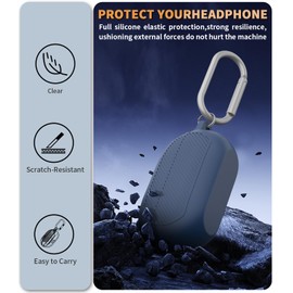 WADVCU for Beats Solo Buds(2024) Case Cover with Cleaner Kit, Soft Silicone Shockproof Protective Cover Compatible with Beats Solo Buds True Wireless Earbuds Charging Case with Carabiner-Blue