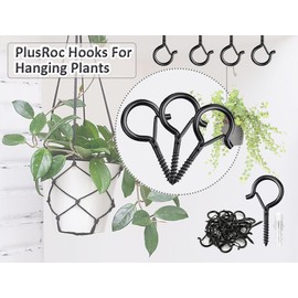 PlusRoc 60 Pack Christmas Light Hooks for Outdoor Seasonal Lighting Clips, Outdoor Eye Hook Q-Hanger Screw in Hooks for Hanging, 2.2 Inch Black Cup Hook, Patio Wall Wood Ceiling Deck Fence Mount