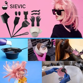 Sievic 42 Pieces Hair Dye Coloring Kit, Hair Tinting Bowl,Dye Brush,Hair agitator,Ear Cover,HairClip, Hair Coloring Cape,Gloves for DIY Salon Hair Coloring Bleaching Hair Dryers Hair Dye Tools