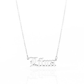 Minegreet Old English Zodiac Necklace for Women, Horoscope Birth Star Sign Letter Astrology Constellation Necklace Birthday Gift (Libra-Silver)