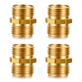4 Pack 1/2" to 1/4" Male to Male Quick Connector, Brass Garden Hose Adapter Fitting, Male Hose Connectors
