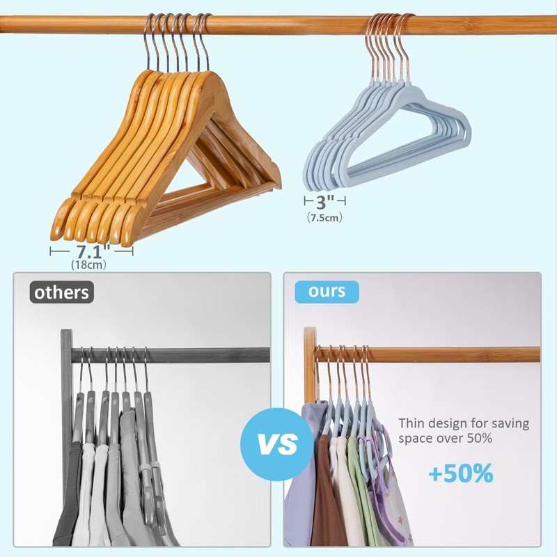 Tonswachic 30-Pack 11 Inch Baby Closet Hangers with 10 Clips
