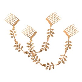 yueton 2pcs Fashion Ladies Athena Olive Branch Tassel Leaf Chain Clips Barrettes Bobby Pin Hair Clips Bride Headwear Edge Clip Clamps Cuff Boho Headbands (Tassel Leaf)