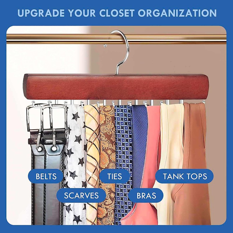 KEOAMG 2Pack Tie Rack Hanger for Closet, Sleek Tie Organizer