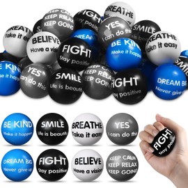 Liliful 48 Pieces Motivational Stress Balls Bulk for Adults Kids Inspirational Quotes Squeeze Balls Foam Colorful Back to School Supplies Preppy Stuff Gifts Party Favors 2.2 Inch(Classic Colors)