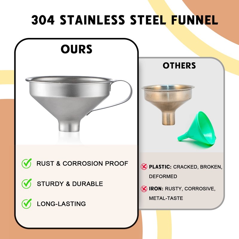 Aozita 18/8 Stainless Steel Spice Funnel with Handle for Spice
