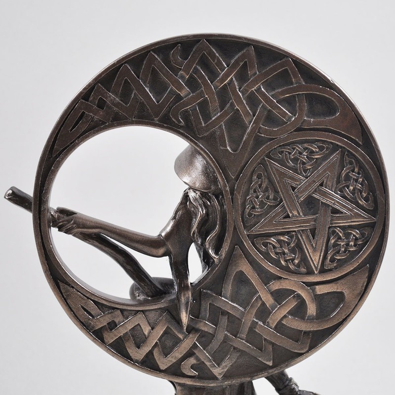 Fiesta Studios Witch with Celtic Moon, Bronze Ornament. H17cm