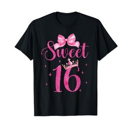 Sweet 16 Birthday Girl Coquette Aesthetic Pink Bow Birthday T-Shirt
