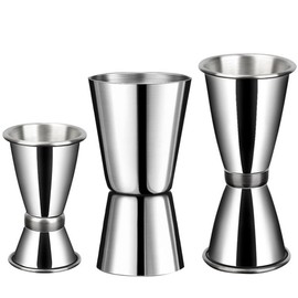 iDopick 304 Stainless Steel Cocktail Double Jigger, 3 Pack Japanese Style Bar Measuring Jigger Cocktail Alcohol Measuring Tools for Bartender Bartending, 15/30ml 30ml/50ml 30ml/60mlz, Silver