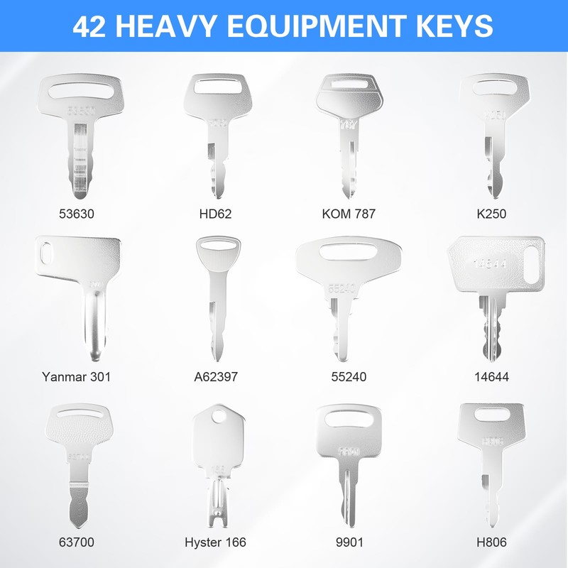 42PCS Heavy Equipment Keys Master Set, Universal Operator Construction Ignition