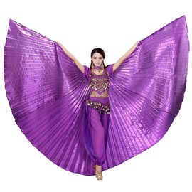 Baisdan Angel Isis Wings (Wings + Stick + Carry Bag) Egyptian Belly Dance Carnival Costumes Butterfly Wings Purple