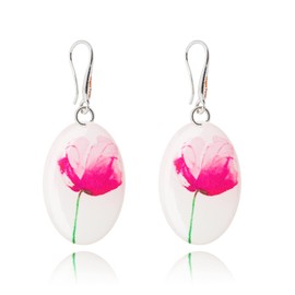 Handmade Floral Dangle Earrings for Women; Vibrant Blossom-Inspired Designs Jewellery (Style 24 - Pink Poppy)