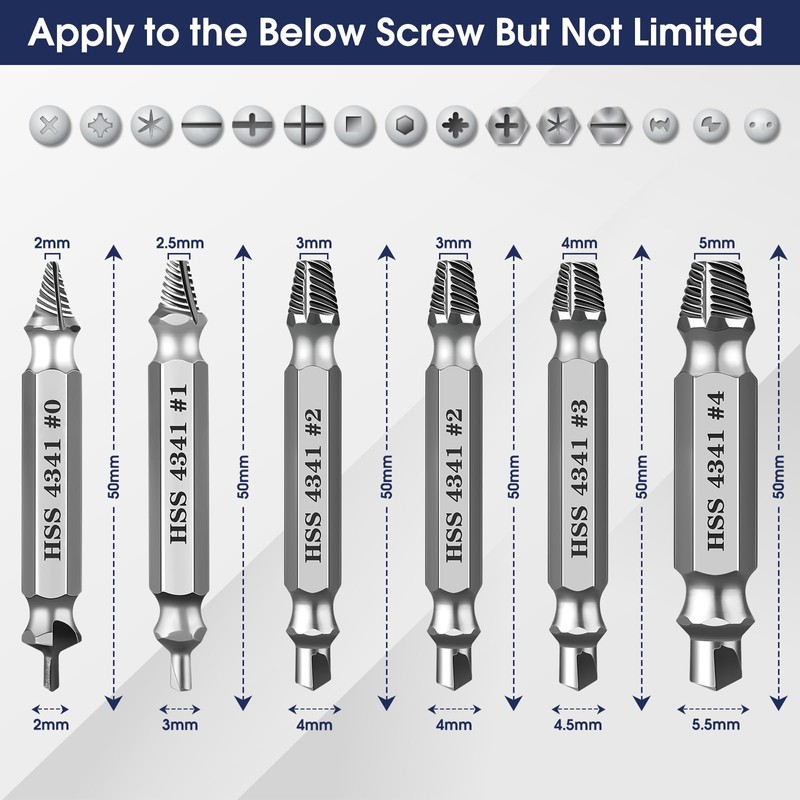 Damaged Screw Extractor Set - Remover for Stripped Screws Nuts