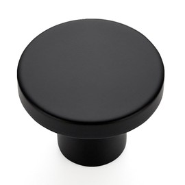 Ravinte 5 Pack Matte Black Round Cabinet Knobs Solid Dresser Knobs Drawer Pulls Black Cupboard Knobs for Modern Kitchen Cabinet Hardware