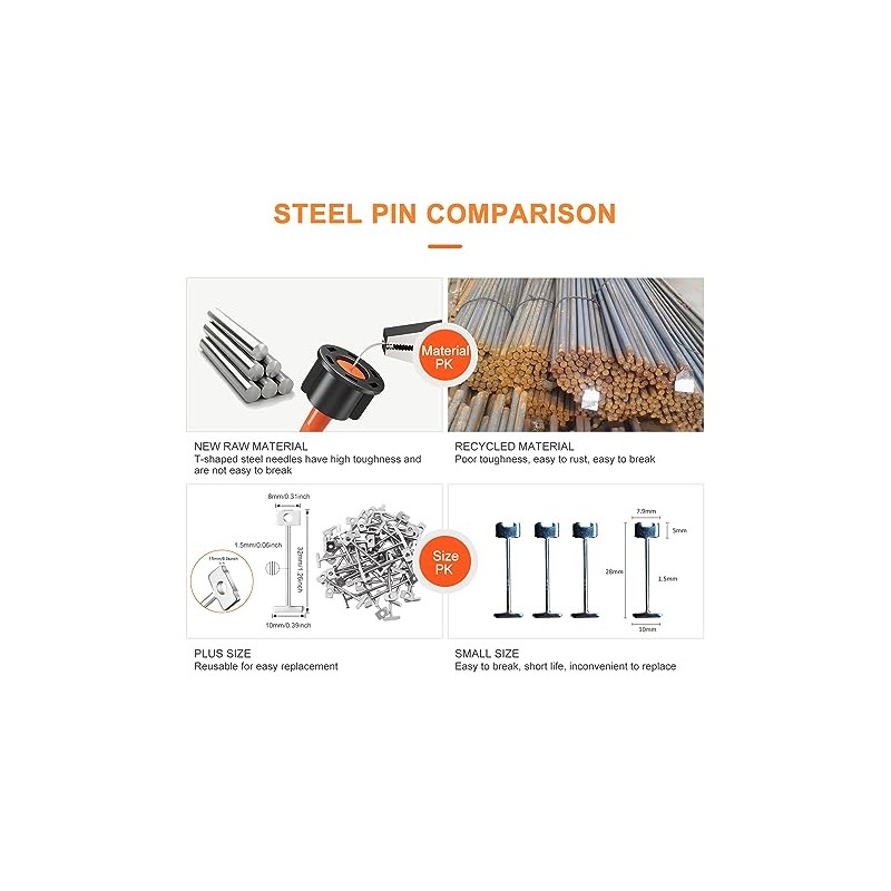 300pcs 1/16" Replacement Steel Needles for Flooring Wall Tile Leveling