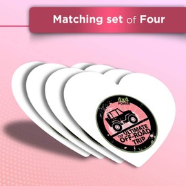 Vinyl Heart Stickers (Set of 4) - Off Road Vehicle Safari 4x4 Fun Decals for Laptops,Tablets,Luggage,Scrap Booking,Fridges #4444