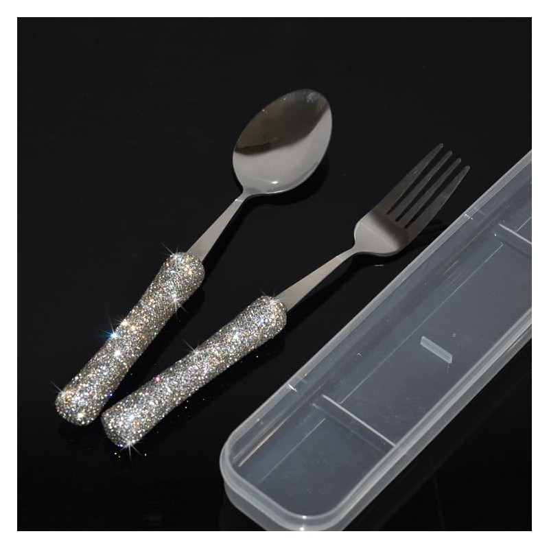 Bestbling Bling Rhinestone Crystal Dazzling Culinary Utensils Travel Set for
